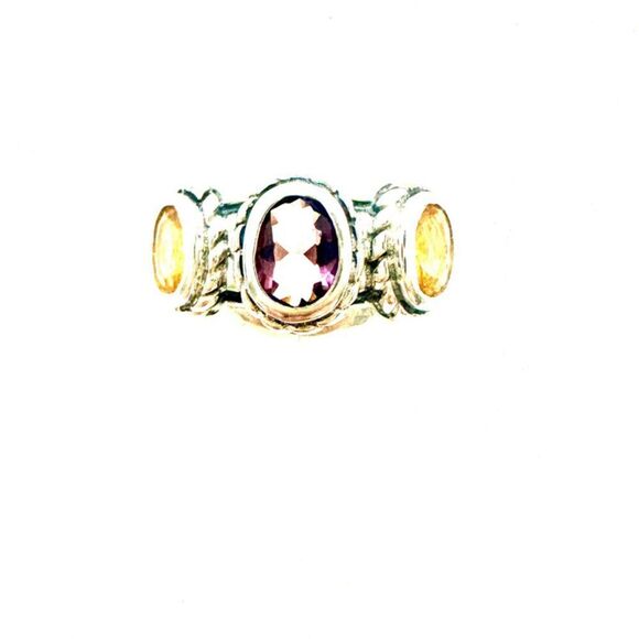 Jewelry - Amethyst and Citrine Sterling Silver Stamped 925 Ring Size 8.5